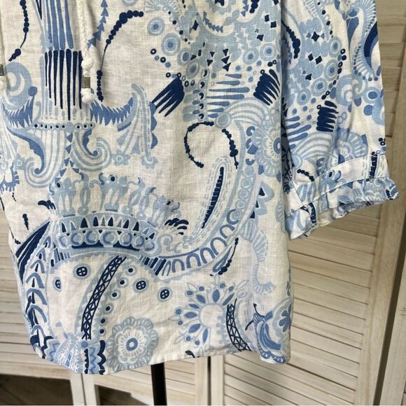 Chic Blue Patterned Women's Tunic Blouse - Picture 6 of 11